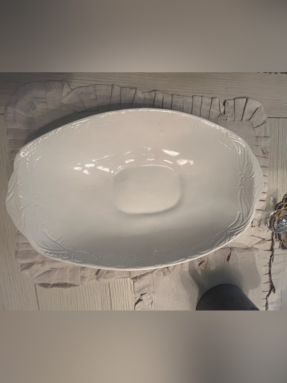 Vintage CA Pottery- White Ceramic Serving Bowl